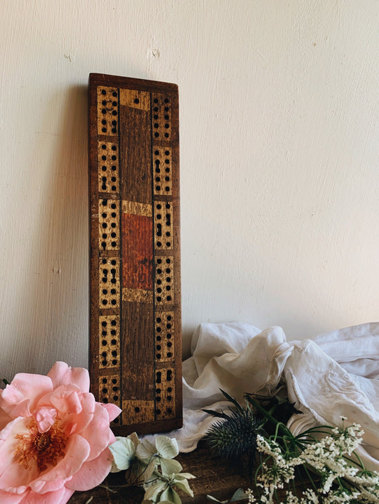 Antique Wooden Cribbage Board