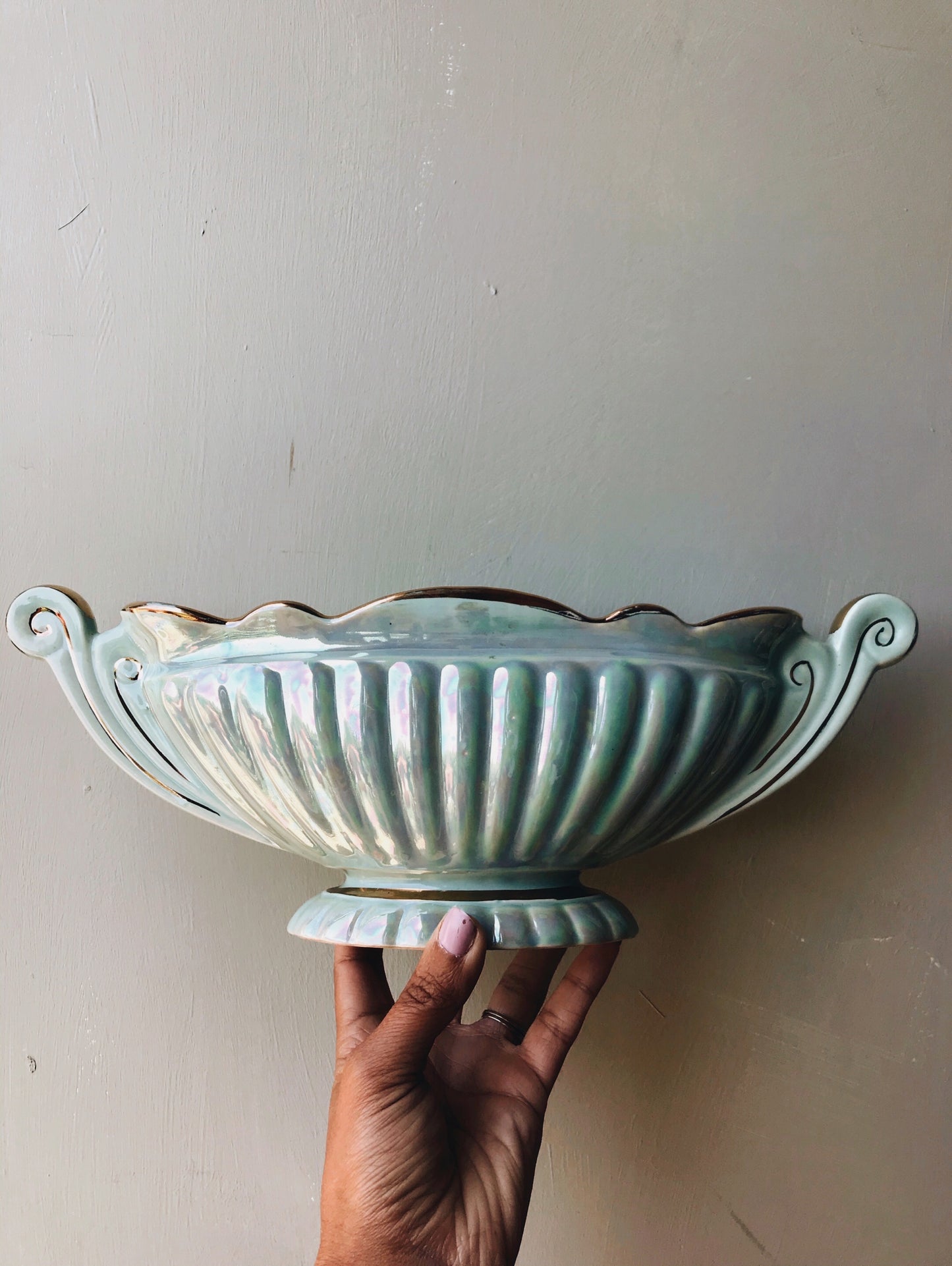 Vintage Sadler Iridescent Green / Blue Urn