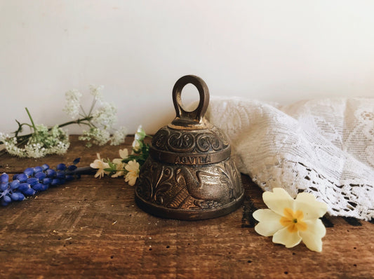 Vintage Brass Decorative Bell with Narrative - Stone & Sage 