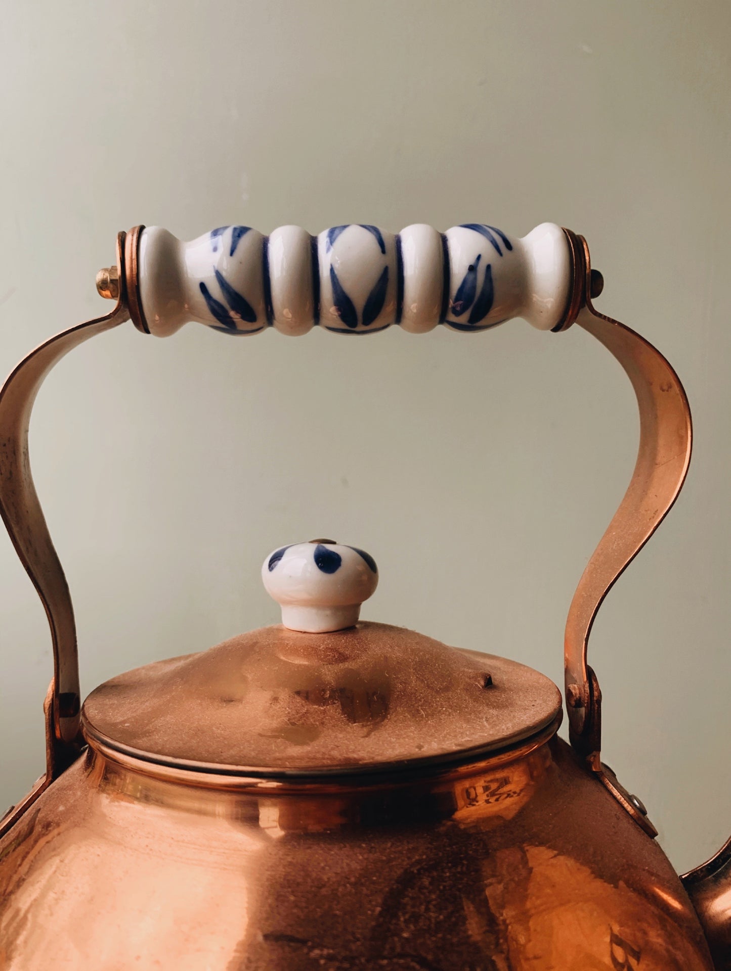 Vintage Eastern Copper (plated) With Ceramic Handles Teapot