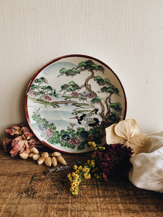 Vintage Japanese Narrative Small Dish (saucer)