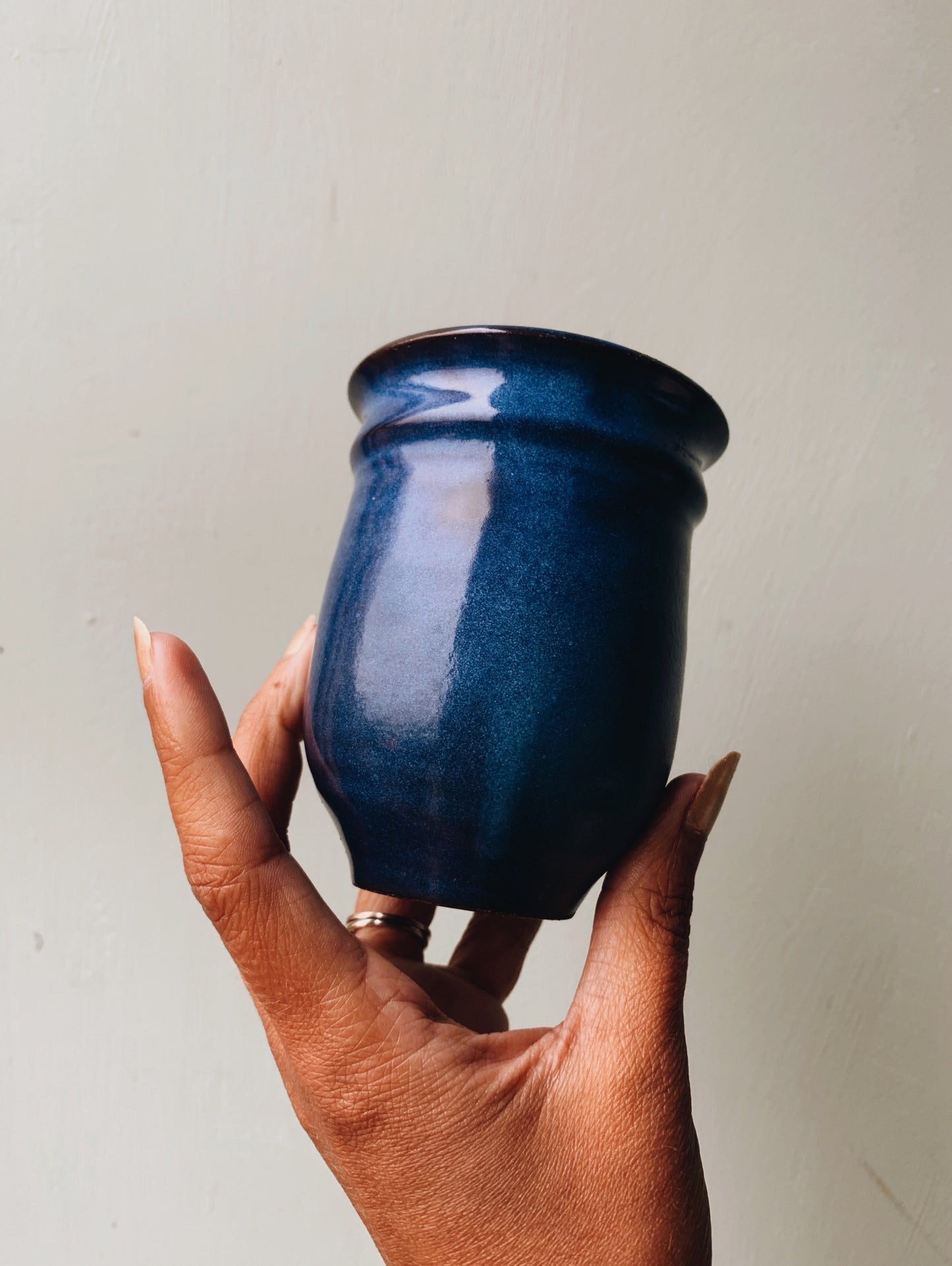 Vintage Rustic Hand~thrown Midnight Blue Glazed Vase