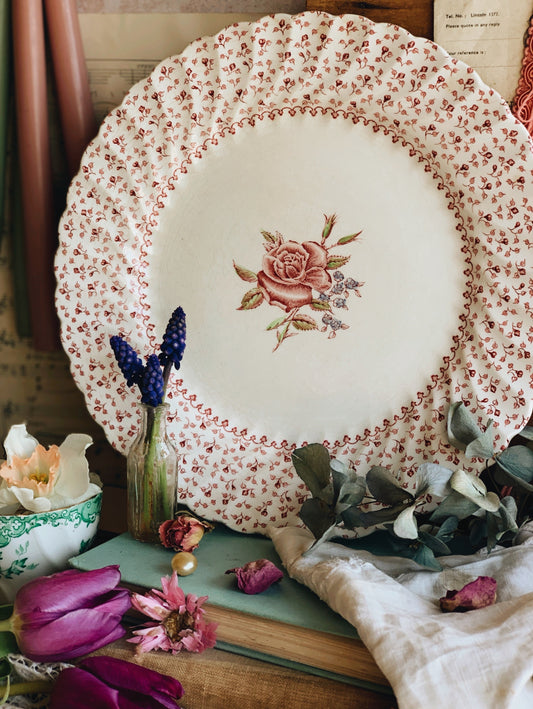 Large Vintage Johnson & Bro Rose Plate