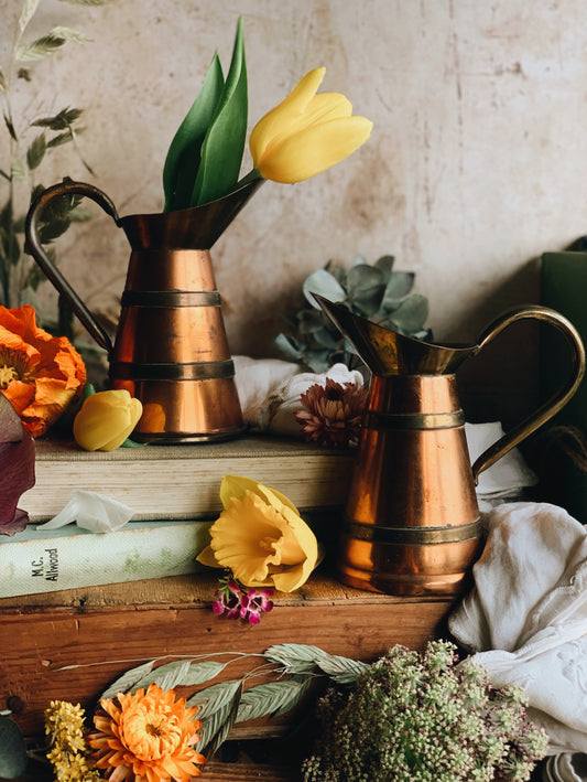Two Vintage Brass Copper Jugs