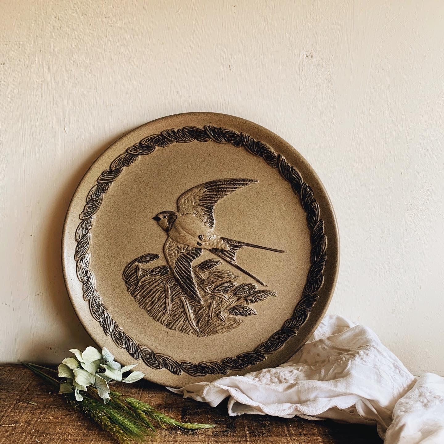 Vintage Swallow Relief Plate