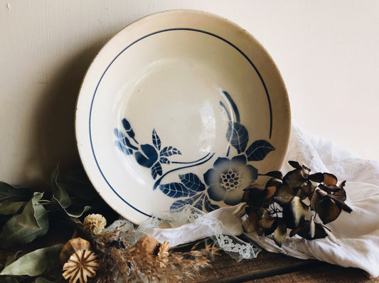 Antique French Blue Floral Bowl