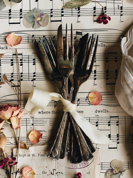 Six Antique EPNS Dessert Forks