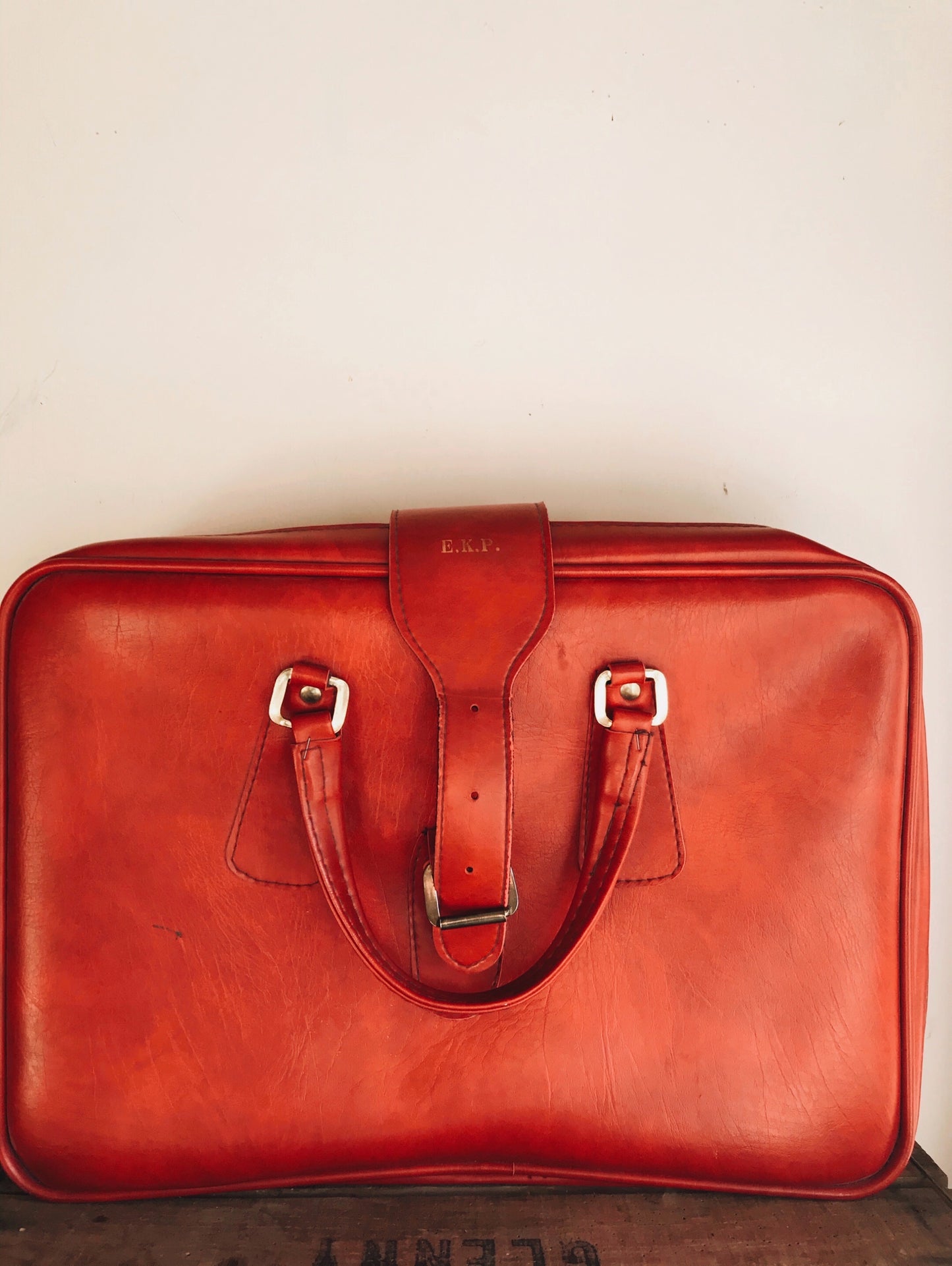 Vintage Red Suitcase ~ E.K.P (personalisation) - Stone & Sage 