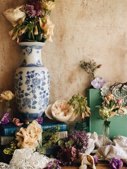 Large Vintage Ming Floral Vase