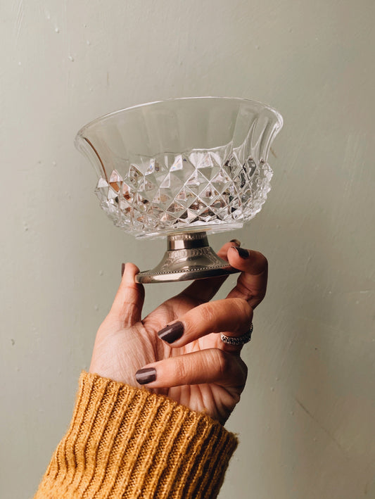 Vintage Glass Silver Bowl