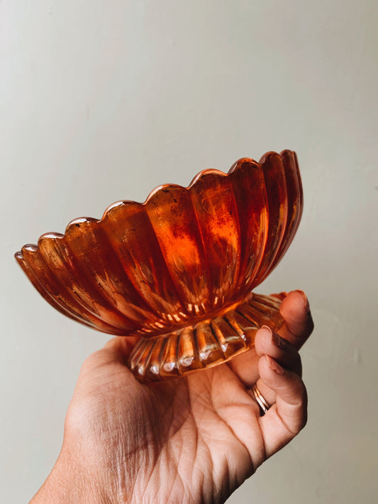 Vintage Kitsch Orange Iridescent Bowl