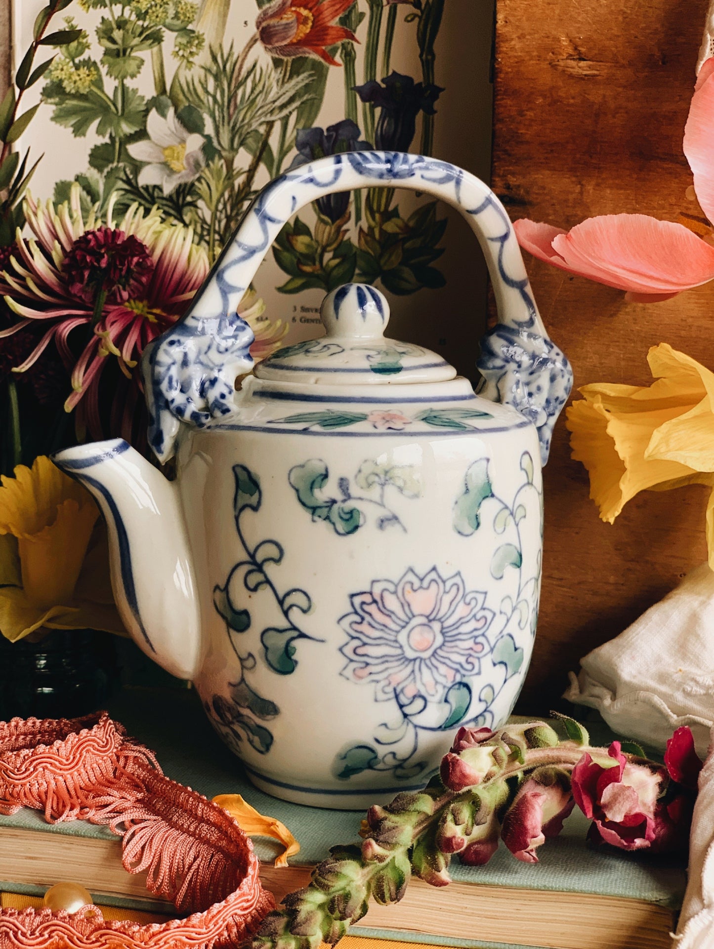 Antique Floral Ming Chinese Teapot