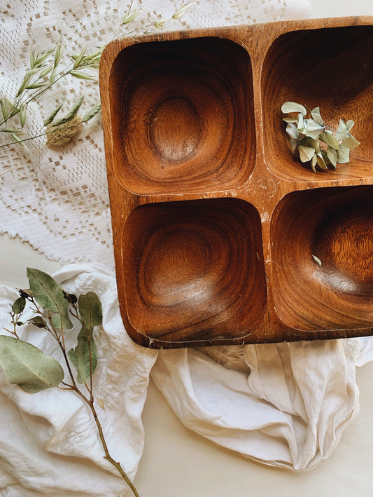 Rustic Wooden Compartment Dish