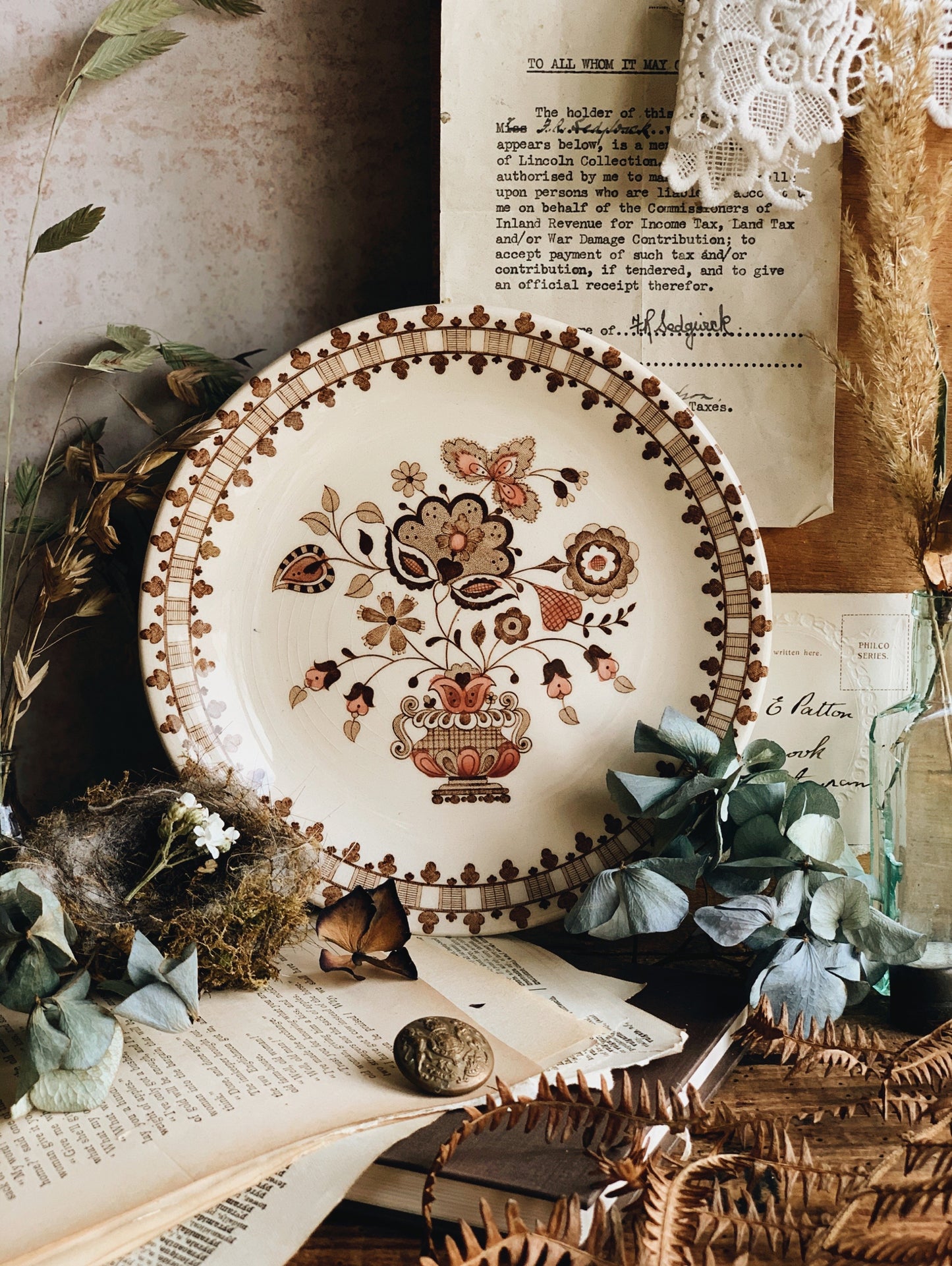 Retro Staffordshire Floral Plate