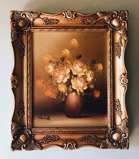 Vintage Signed Floral Oil Painting