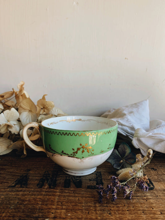 Antique Art Deco Green Gilt Cup