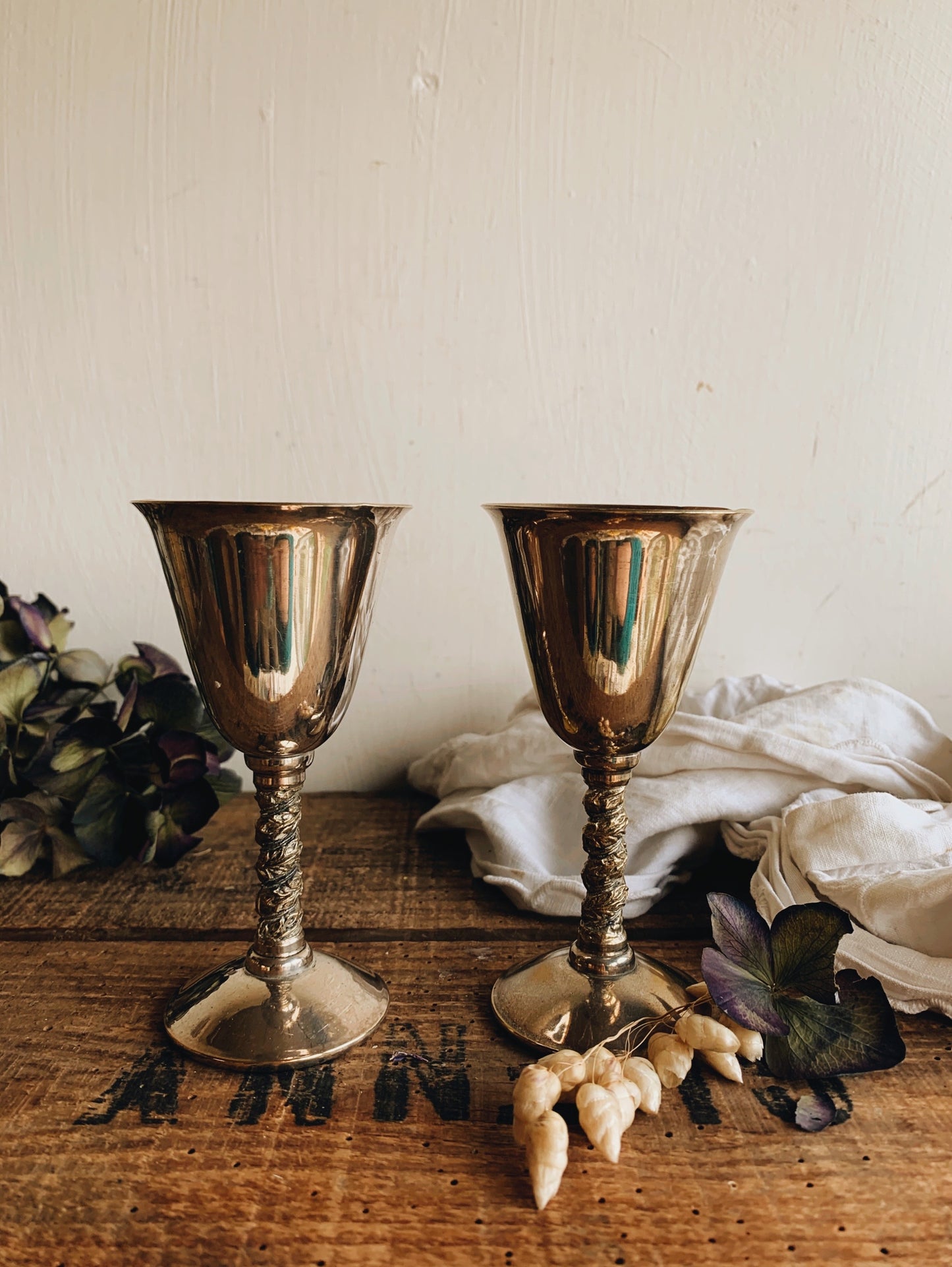 Antique Silver & Brass Decorative Detailed Spanish Goblets