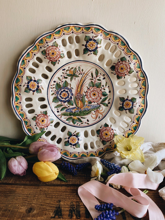 Large Hand~painted European Bird Floral Wall Plate (UK SHIPPING ONLY)