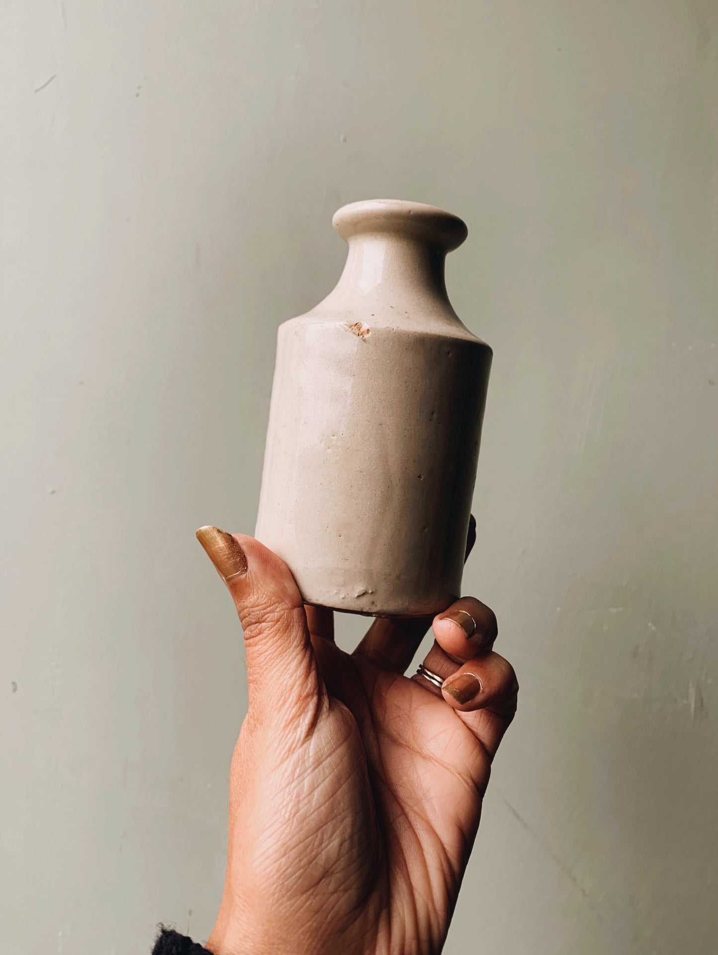 Antique Early 1900’s White Stone Pot / Bottle
