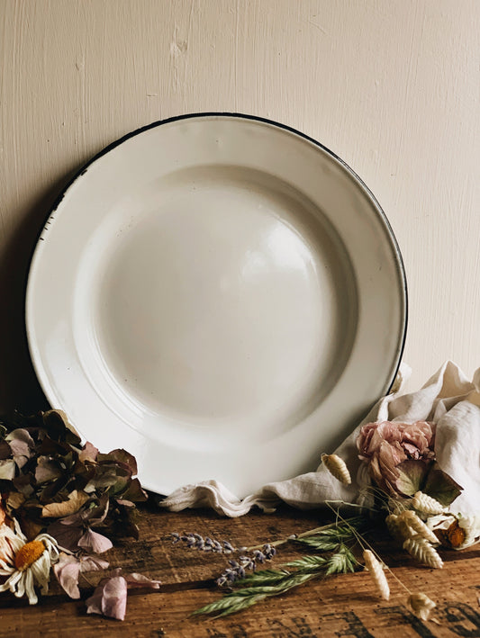 Vintage Rustic White Enamel Dish