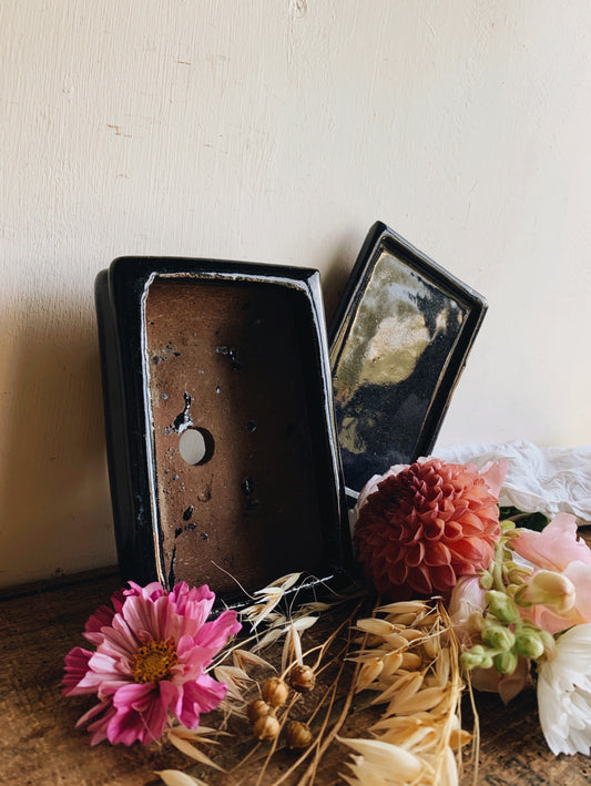 Vintage Rustic Hand~thrown Blue Glaze Pot / Planter