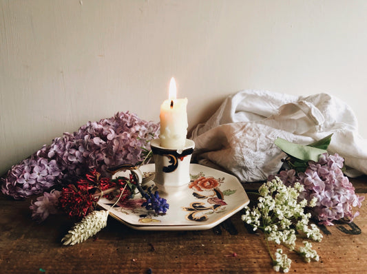 Vintage Floral Mason’s Candle Holder