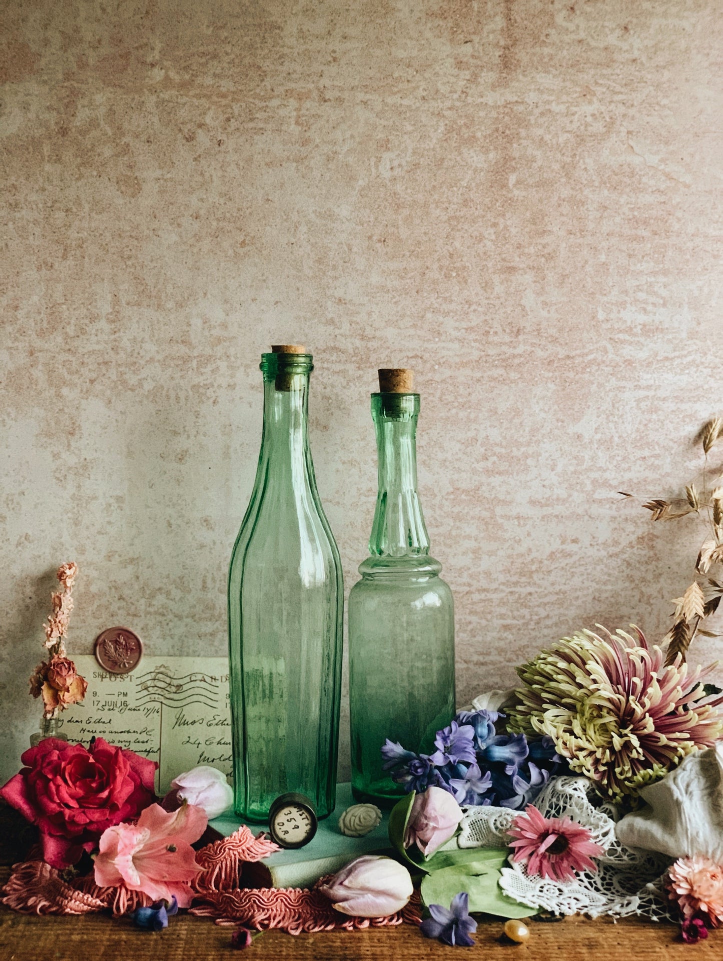 Two Vintage Green Bottles