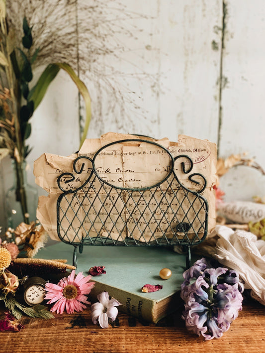 Rustic Green Letter or Napkin Holder