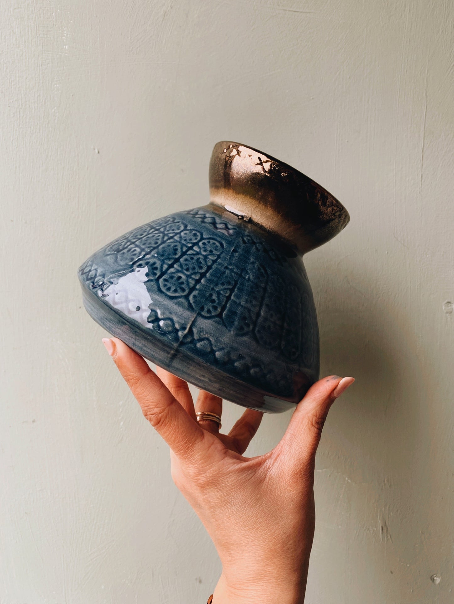 Rustic Blue Decorative Ceramic Blue Vase