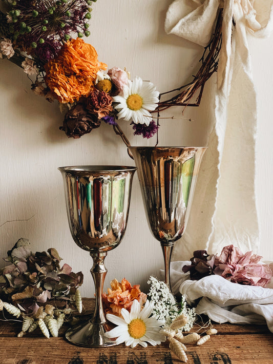 Two Silver (plated) Goblet Chalices