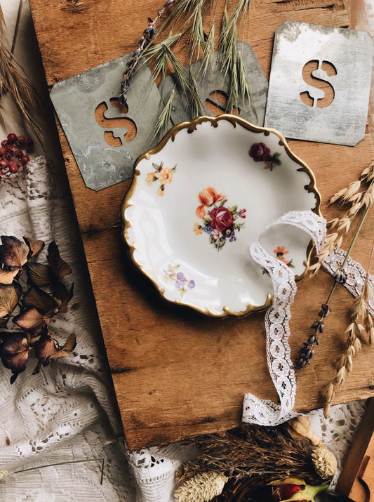 Vintage Floral Gold Dish