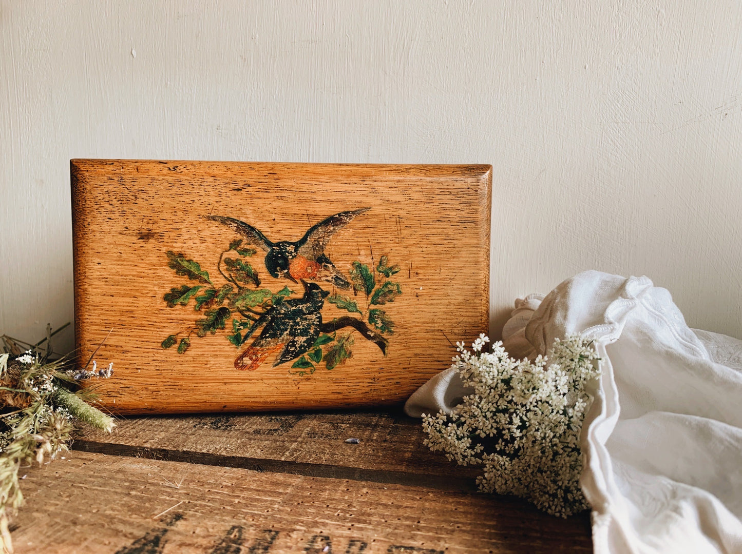 Antique Birds Wooden Box