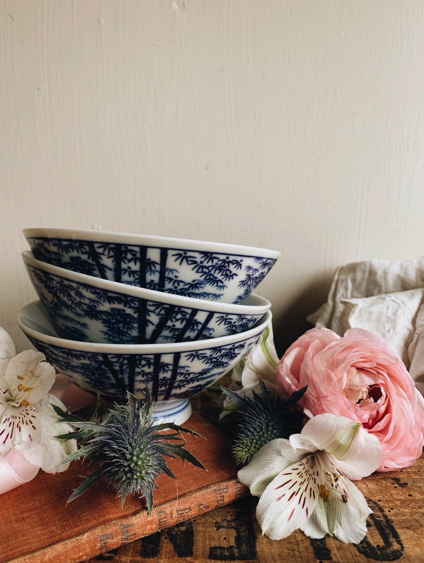 Vintage Blue & White Oriental Bowls (three available sold separately)