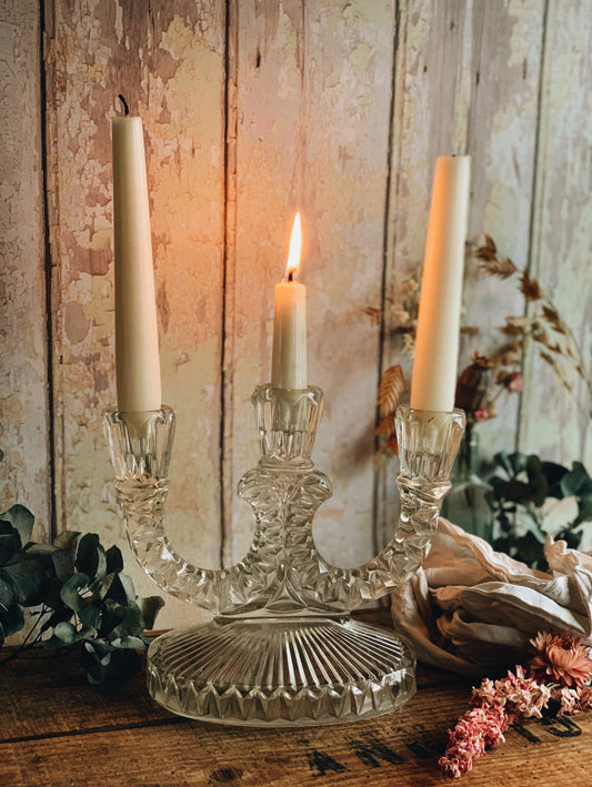 Vintage Glass Candle Holder (UK SHIPPING ONLY)