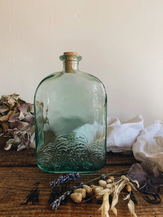 Large Vintage Decorative Relief Glass Bottle