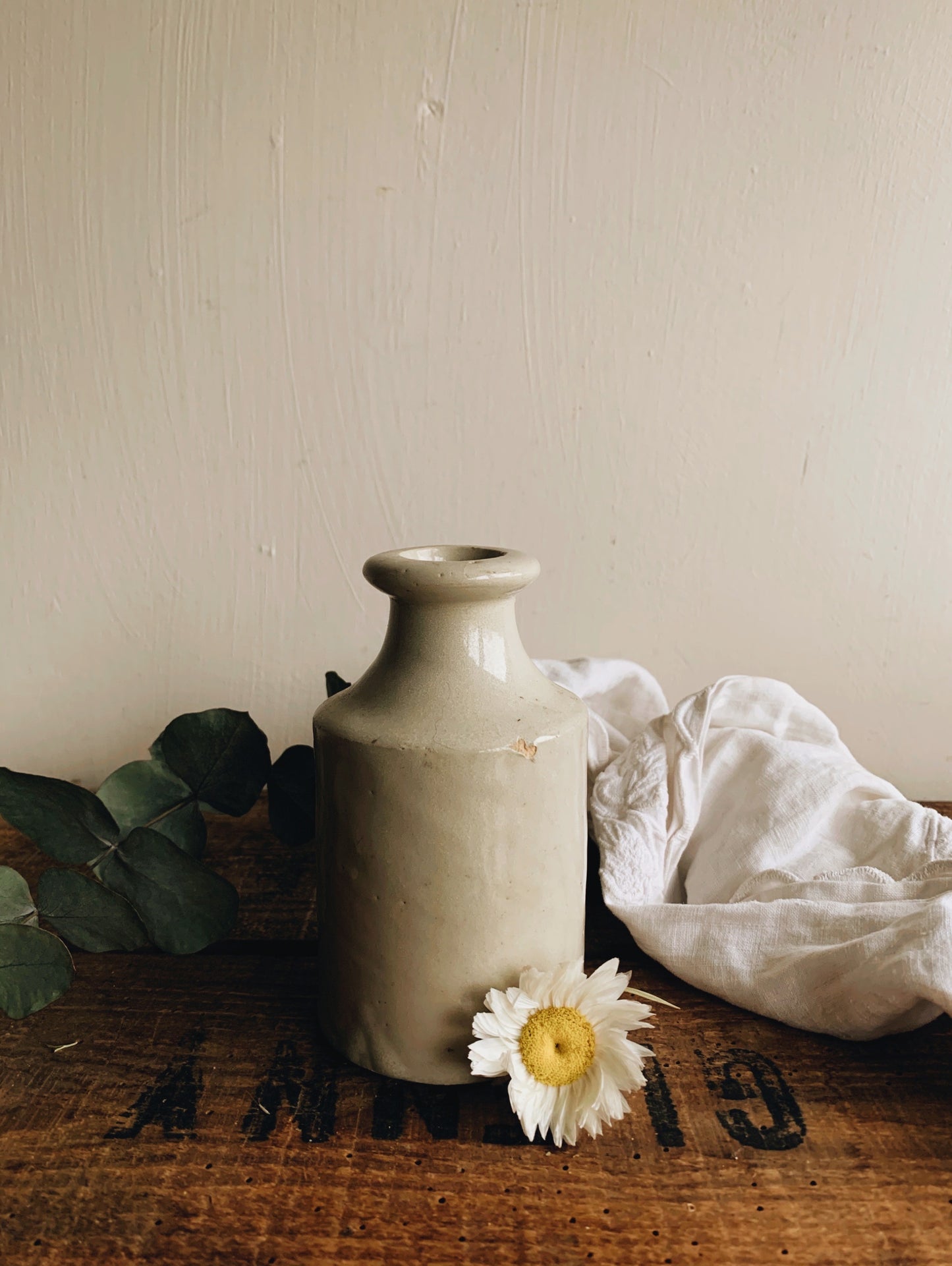 Antique Early 1900’s White Stone Pot / Bottle