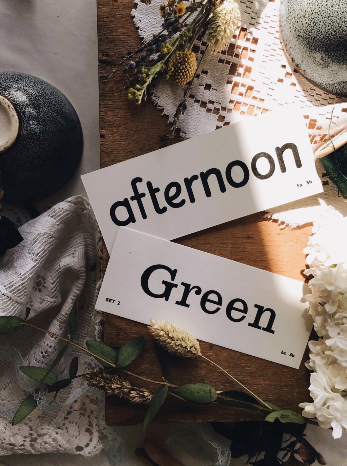 Duo of Retro Word Cards ~ Afternoon & Green
