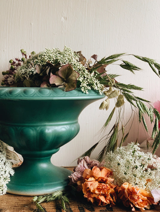 Vintage Green Ceramic Urn Planter
