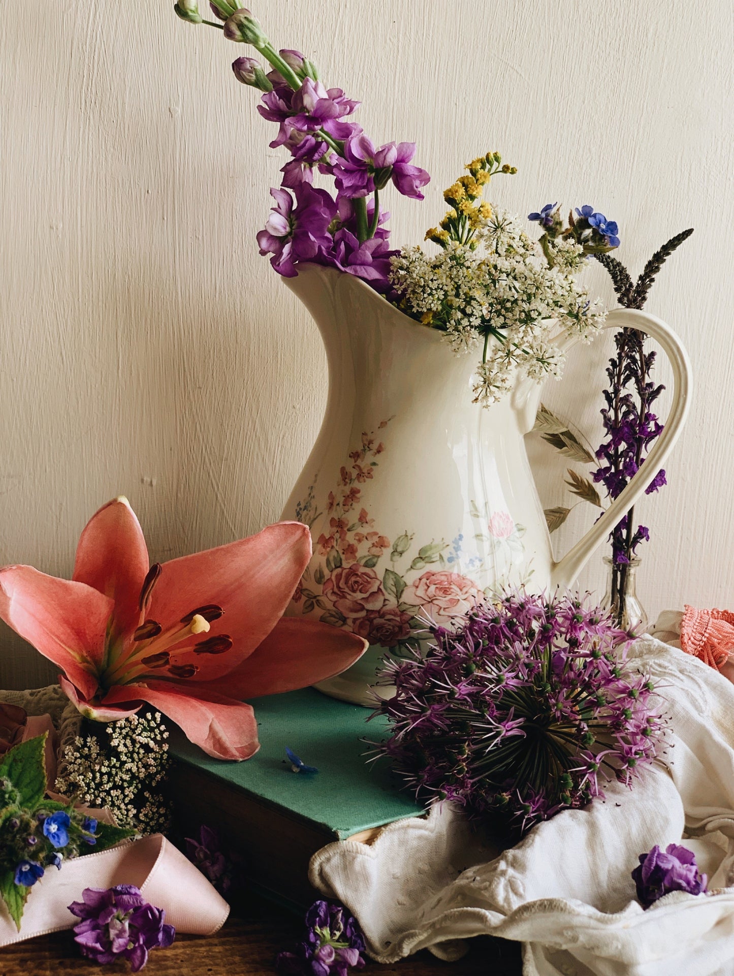 Vintage Staffordshire Floral Jug