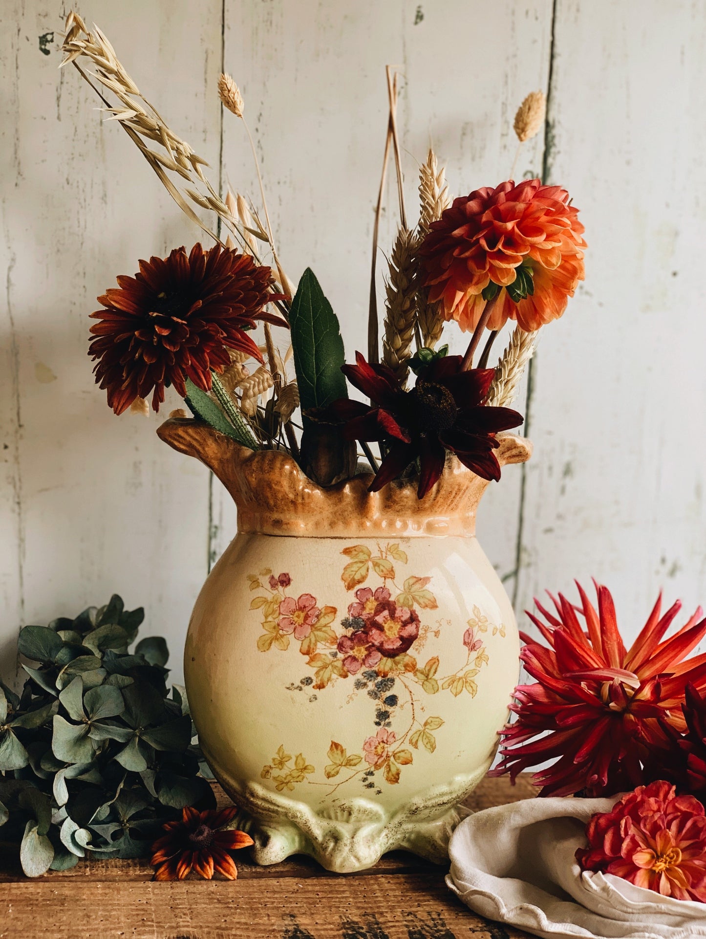 Antique Floral Rocco Vase