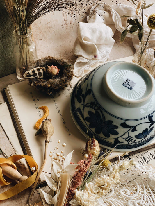Vintage Blue & White Floral Bowl