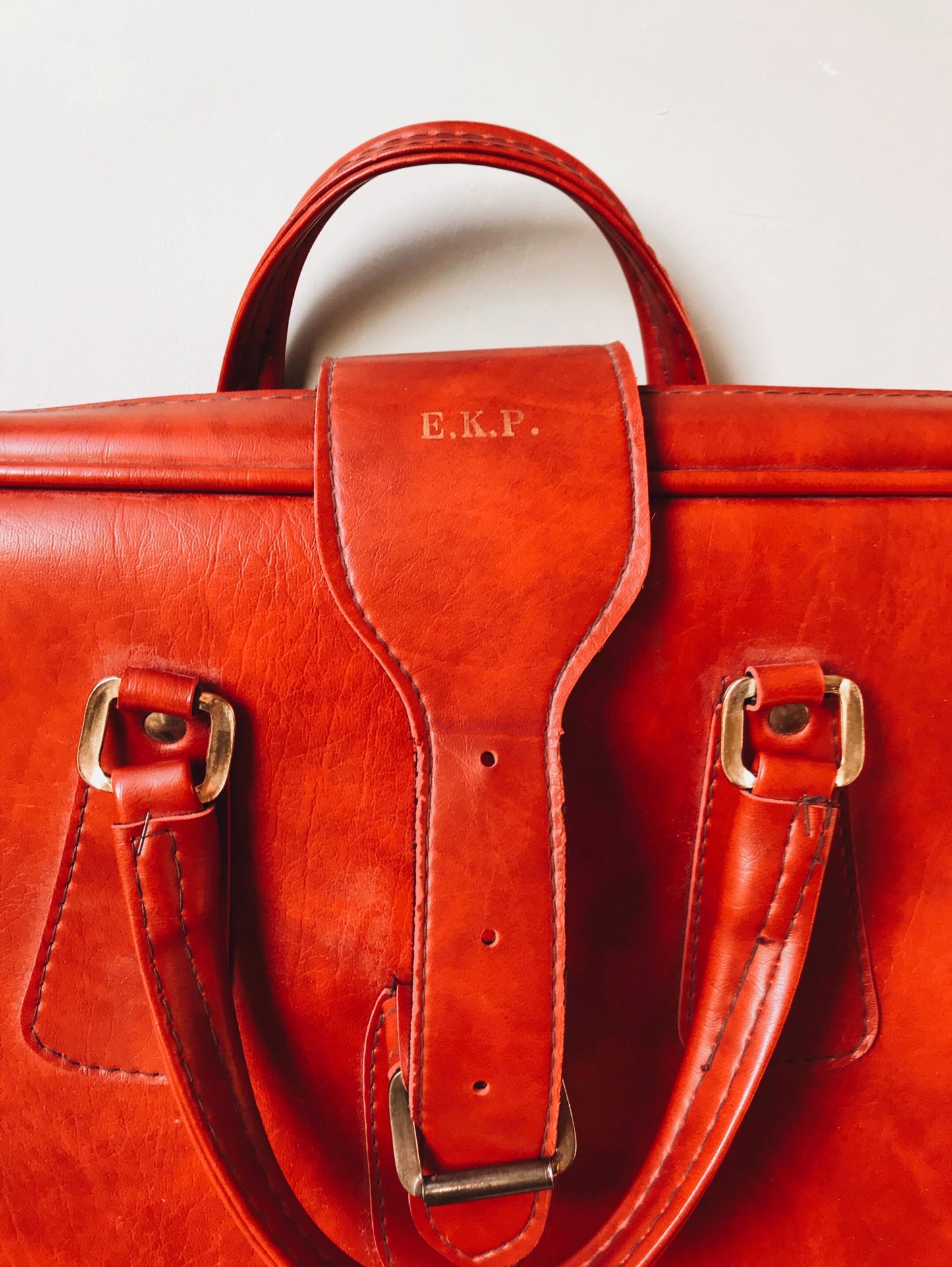 Vintage Red Suitcase ~ E.K.P (personalisation) - Stone & Sage 
