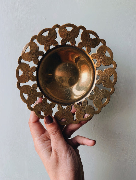 Vintage Butterfly Brass Dish