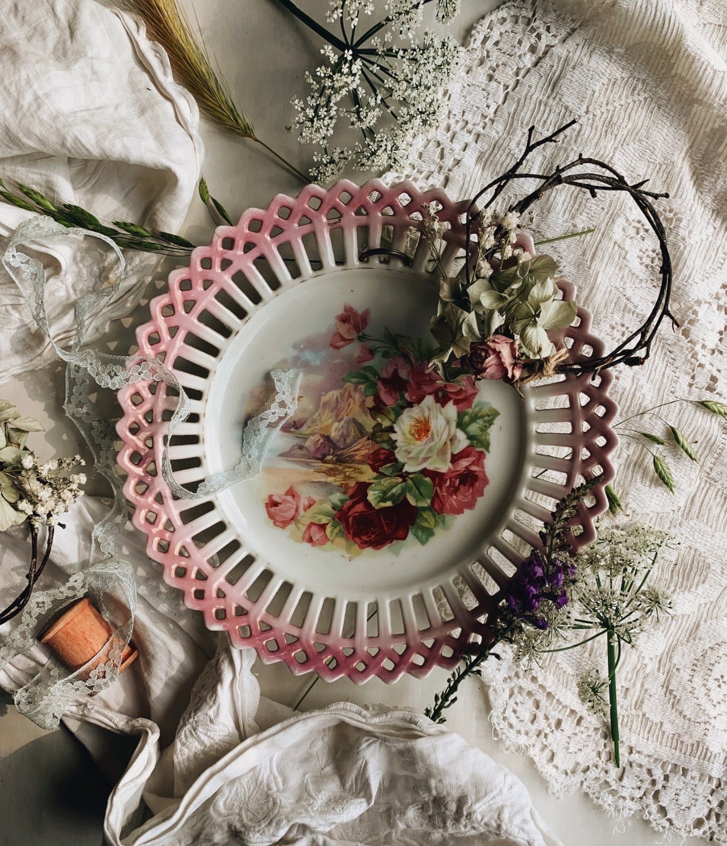 Vintage Rose Decorative Plate