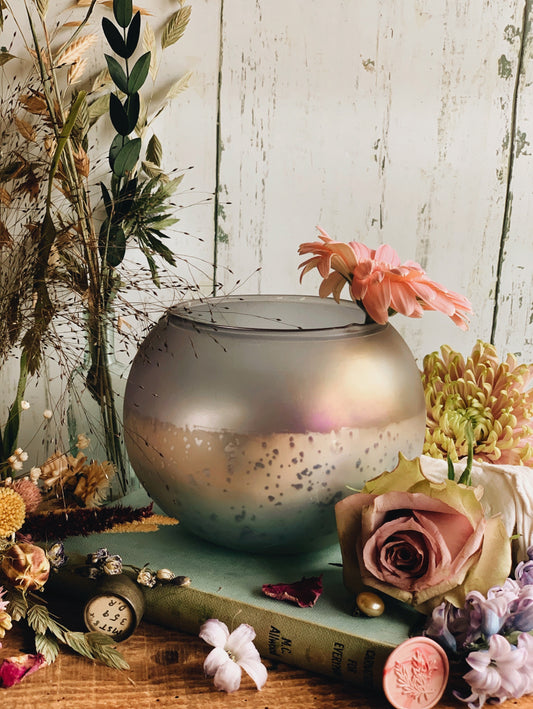 Purple Iridescent Glass Bowl Vase