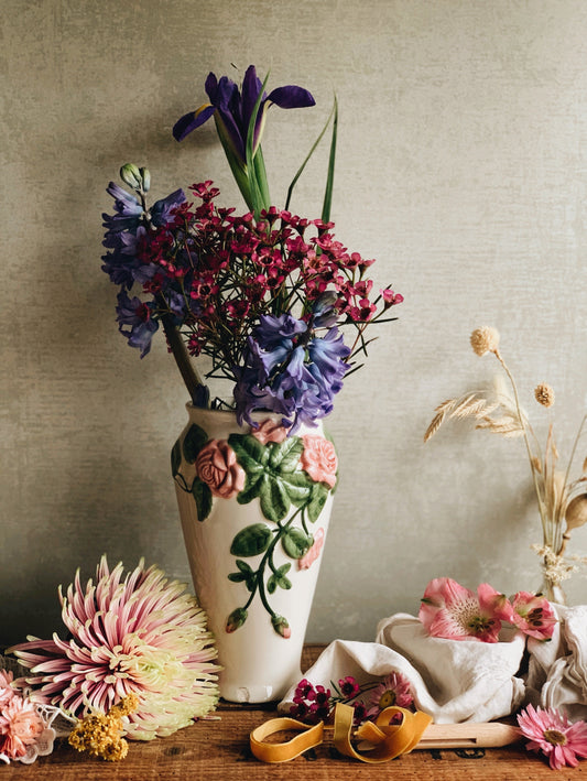 Vintage Rose Relief Vase