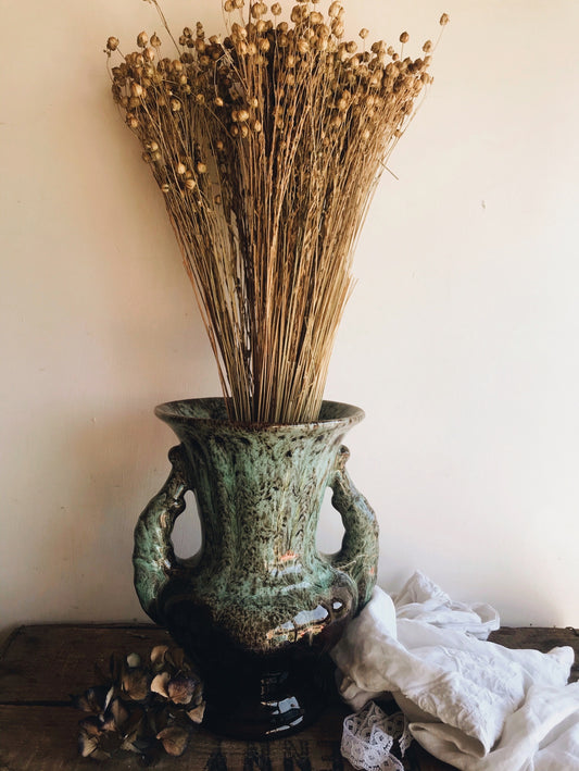 Large Vintage Green Glazed Urn