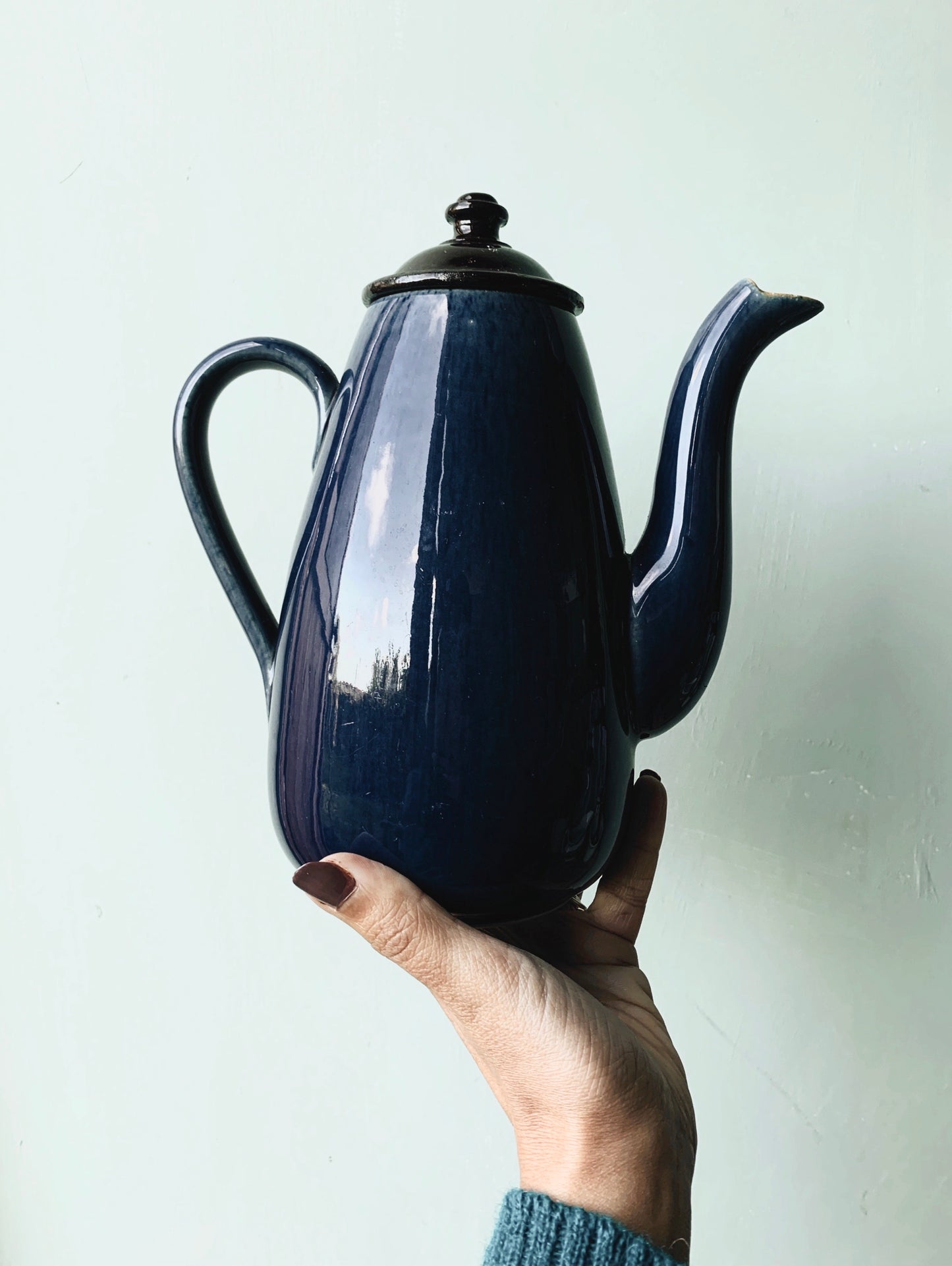 Vintage Rustic Denby Bourne Blue Coffee Pot