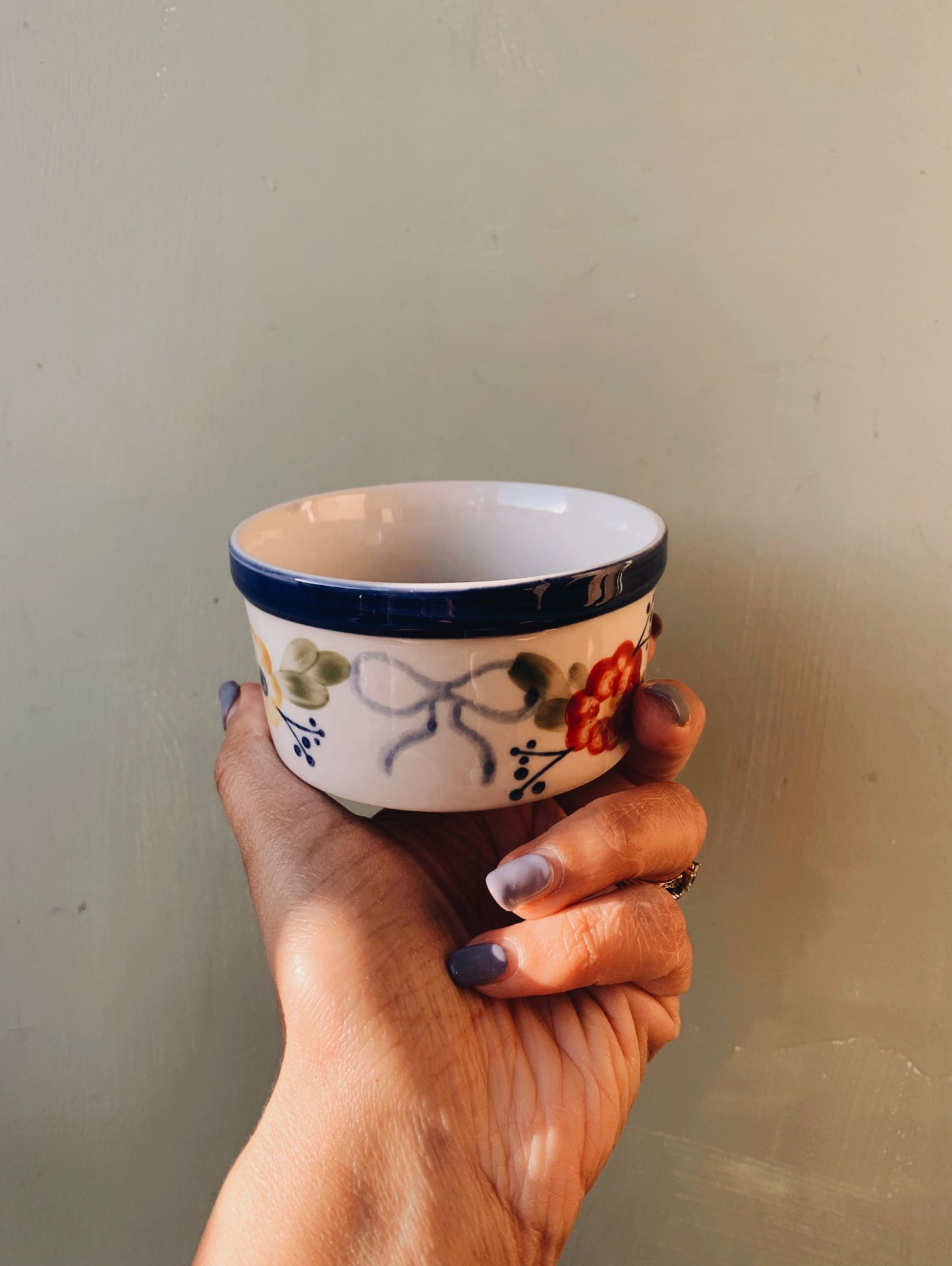 Vintage French Porcelain Floral Pot (four available)