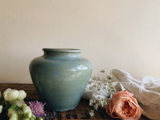 Vintage French Green / Blue Rustic Stone Pot